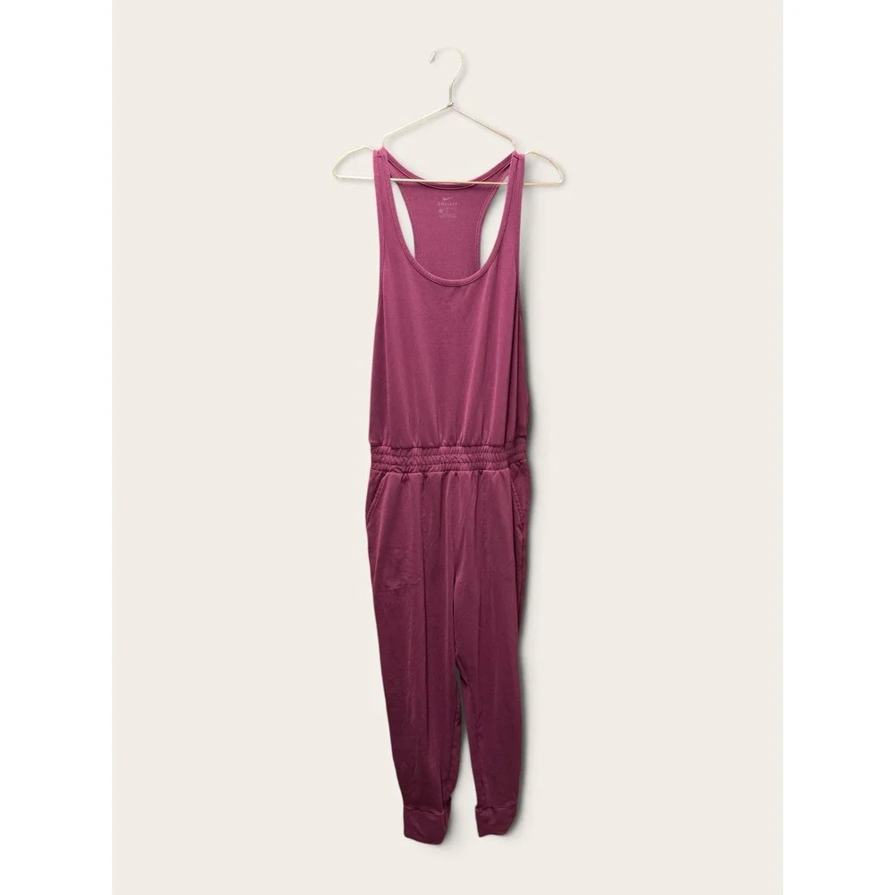 Nike Dri-FIT Womens Racerback Jumpsuit Plum Berry Jogger One Piece Medium